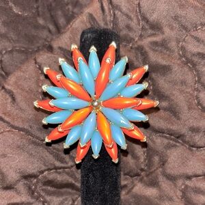 Colorful Floral Statement Adjustable Ring
